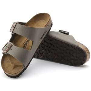 Arizona Birko-Flor Nubuck Brown Two Strap Sandals